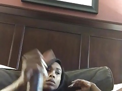 Black girl strokes her delicious big chocolate candy bar