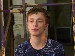 Cute sub Alex Faux throat fucked while poured with hot wax