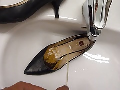 Piss in co-workers high heel