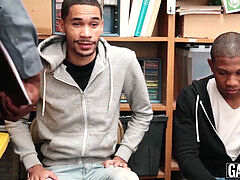 youthful ebony thief gets barebacked while fellating cock