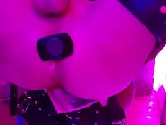 Edging a bondaged big cock man