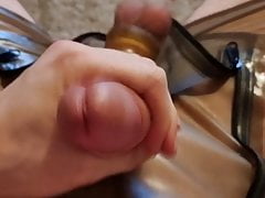 Spanking my cock to a ruined orgasm CBT, in latexpants