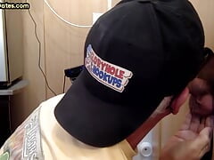 Gloryhole DILF fucked by chubby rimming stud in sling