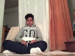 Boy Wearing Pantyhose Ridding Prick