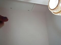 Guy jerking off uncircumcised cock on the table  #12
