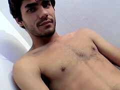 wooly jock stroking his hefty manhood until he cums hard