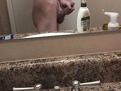 Shaved cock POV cumshot