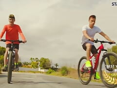 STAXUS :: Ride me hard : Two beautiful cyclists know how to have a good time after a ride.
