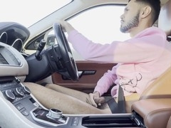 Jacking off in the car until I blow my load