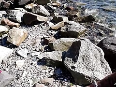 johnholmesjunior in nude beach public solo show and cum slow motion