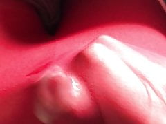 cumming in red tights