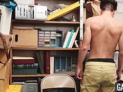 young perpetrator bouncing on officers huge dark-hued wood