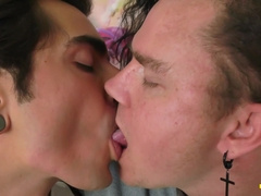 Leo Blue And Johnny Mercy Suck Each Others Tongue Hard