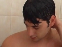 Showers, boy masturbating, euro