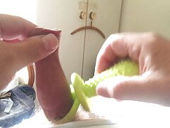 Sunday foreskin - stretching with rubber toy
