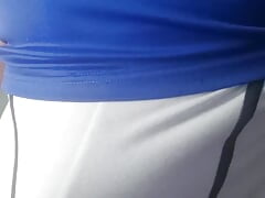 Slipper cum and vibrator play