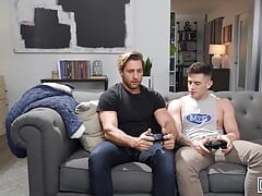 Trevor Brooks Hides Under The Blanket & Sucks Dom King's Dick Right Behind His Gf's Back - MEN