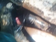 pissed Leather gay gets muddy
