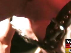 Masked German amateur gay gangbanged in sling action