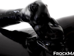 Passionate prick stroking session by fetish Rubber Covered