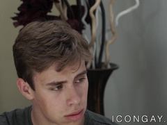 Handsome inked hunk banging young jock after rimjob