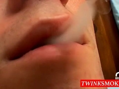 Horny gay dude Bryce is smoking and wanking at the same time