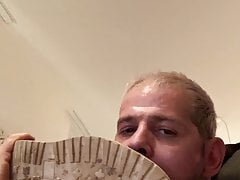 SNIFFING, LICKING AND SPANKING MY FACE WITH MY OLD DIRTY BOO