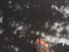 Neighbour Fucking Ejaculated Into My Flip Flops! - Cum Foot Fetish