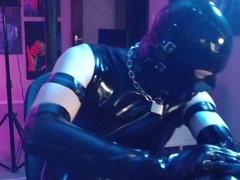 Naughty rubber boy shows off his exceptional solo skills