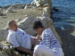 Amateur sailors fucking on the beach and it's rough