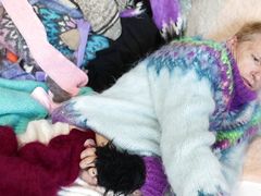 Sweater Fetish Mohair Angora soft pullovers and jumpers on a sweater bed, leading to a huge orgasm.