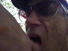 Blowing some guy behind some bushes at a river park