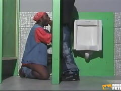 Black Guy Sucks a Dude with Huge Dick Trough Glory Hole Before Getting Rough Anal Sex