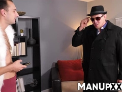 Tall guy sucks a dick hard and hungrily till hard