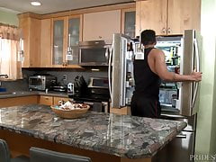 MenOver30 Hot Interracial Couple Passionate Fuck in Kitchen