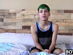 After interview Cole Patrick wanks his fat bone for you