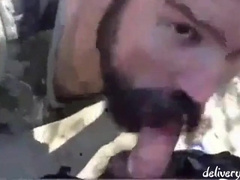 Bearded Dad Gives Facial cumshot in the Forest
