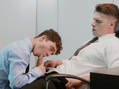 Boss fucks new guy at the office and comes on his fine ass