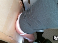 Fat dude loves sucking glory hole cocks more than anything