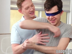Blindfolded Dakota Lovell wanked and sucked by stepdad Brody Kayman