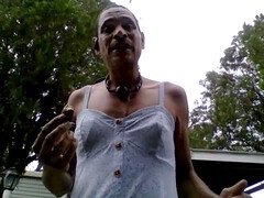 Big dick crossdresser, chain, 2 cocks