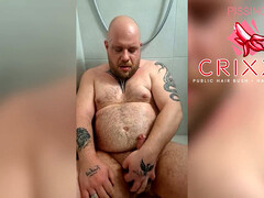 Chubby gay, urinating, piss fucking