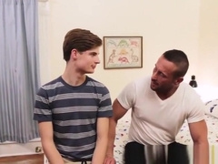 Hung muscle Step daddy shows dominance over effeminate stepson