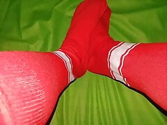 Red stocking horny