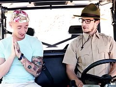 Gay man masturbating outdoors and gets caught
