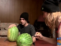 Heterosexual tatted studs nail watermelons until spunking