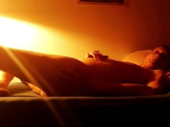 old guy taking care of his cock at midnight