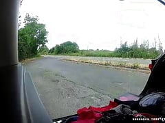 cross dress in public layby getting changed as cars drive past