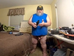 Amateur fat solo, fat eating, mature bears eating cum