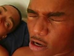 Naked black gay men having kinky fun in the bedroom